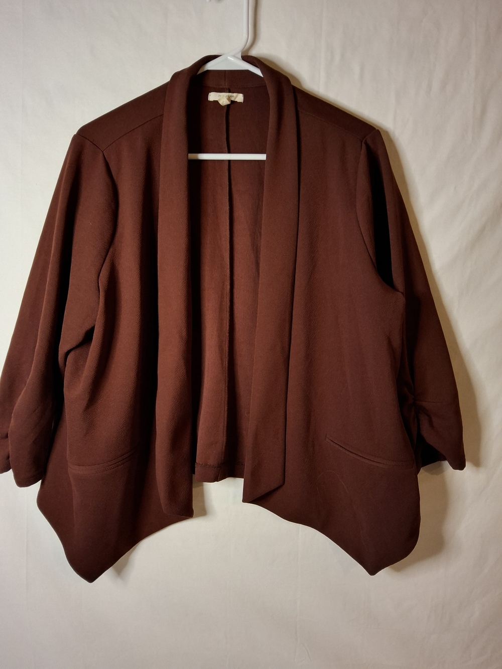 Maurices Draped Open-Front Blazer Jacket - Burgandy